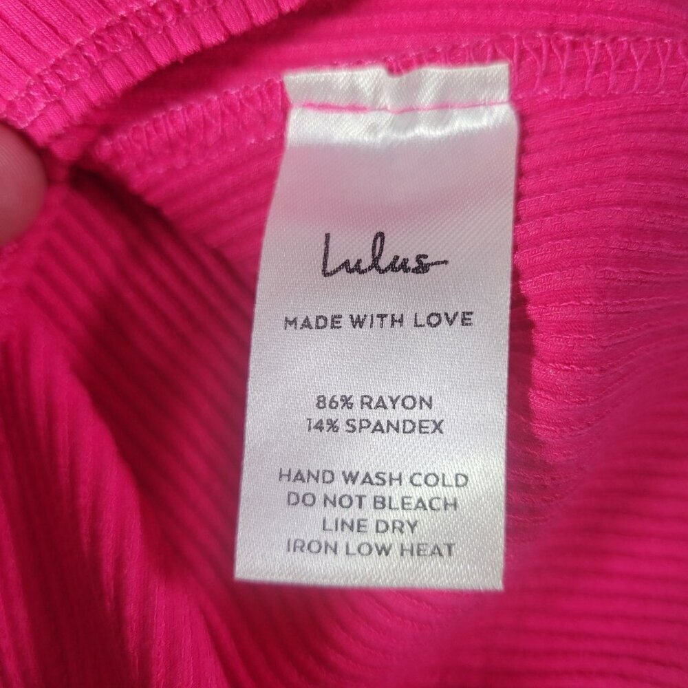Lulus Ribbed Pink One-Shoulder Crop Top L - Picture 3 of 6